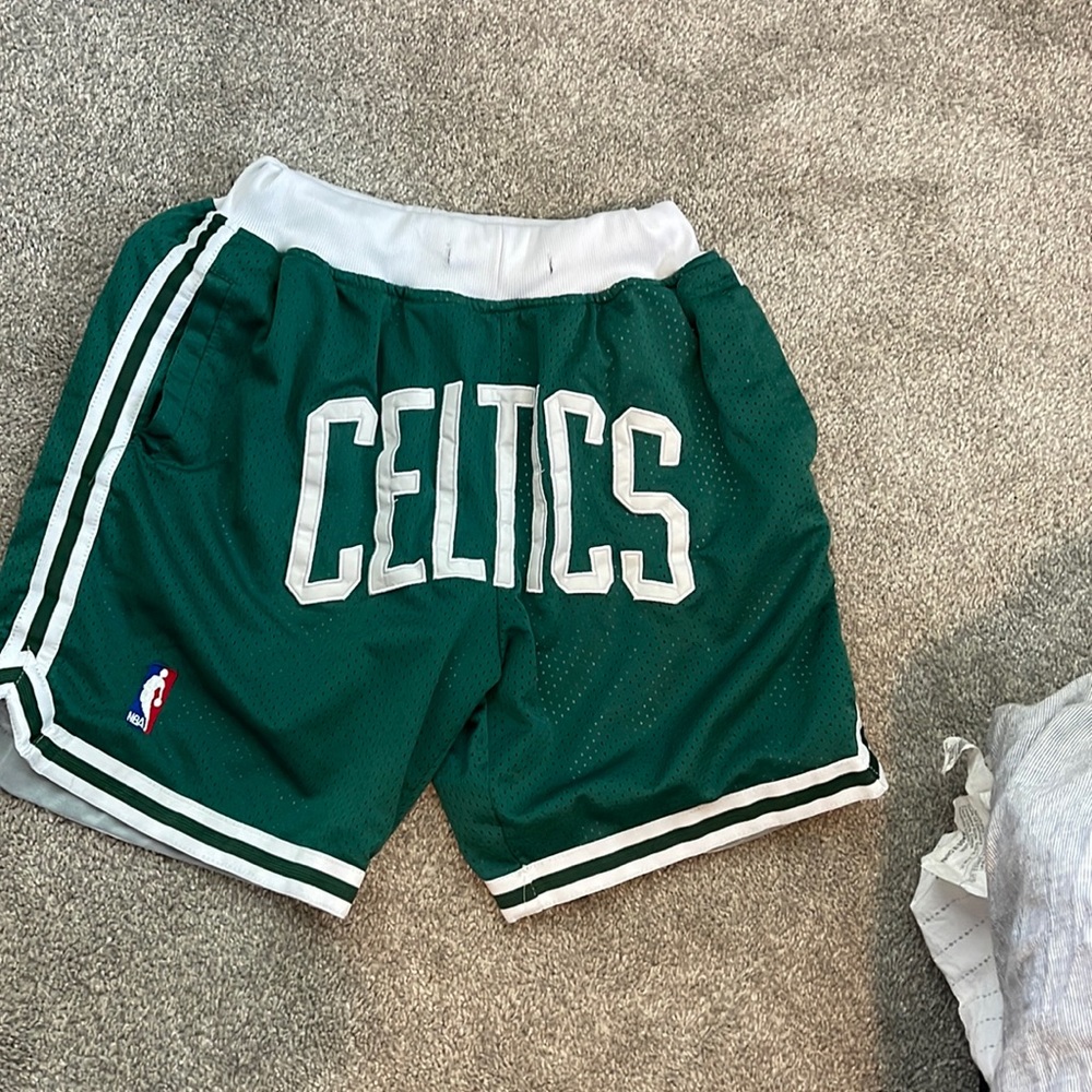 Just Don Celtics Green & White Athletic Shorts